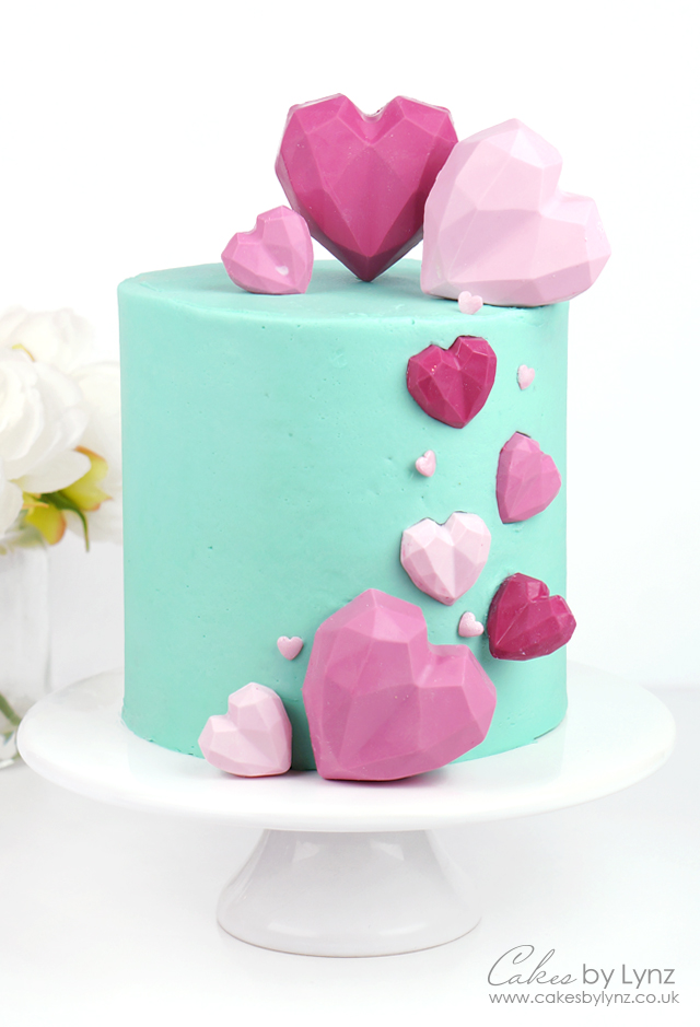 Geometric Cake Heart Cake tutorial for valentines day