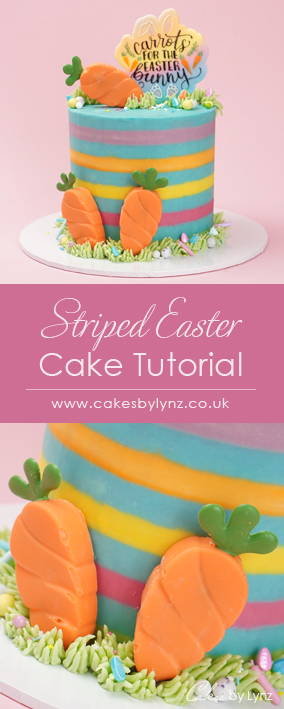 Striped Easter Cake Tutorial with carrot cakesicles